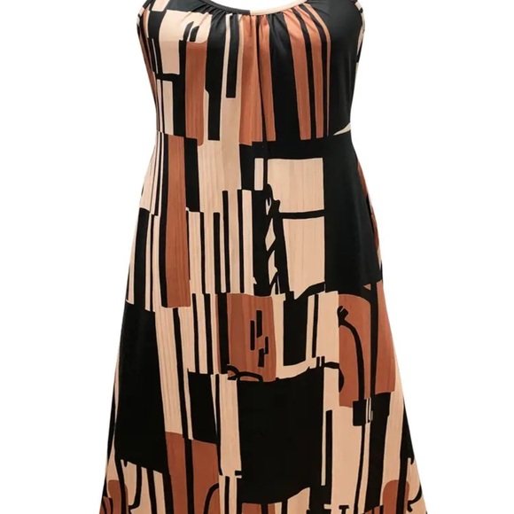 Colorblock Geometric Print Dress - Picture 3 of 3